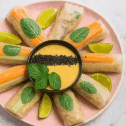Vegane Sommerrollen mit Alfalfa Sprossen und Cashew Sauce